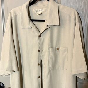 Island Republic Light Tan Short Sleeve Silk-blend Men's Shirt Sz XL